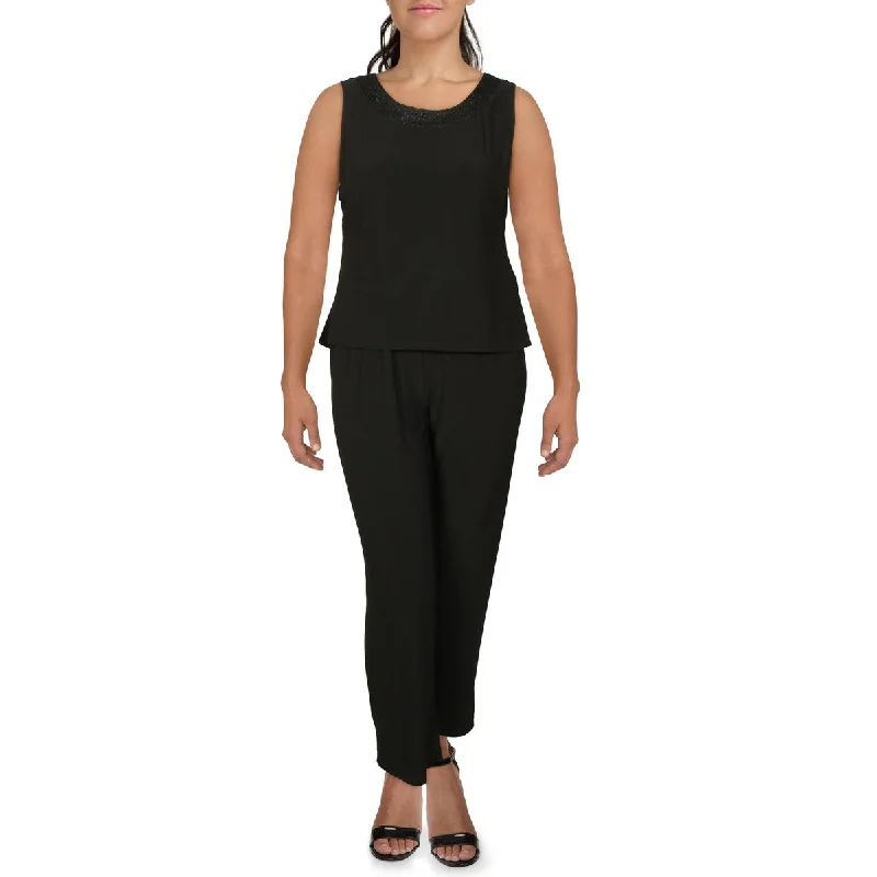 Petites Womens Knit 2PC Pant Suit Classic Chino Pants