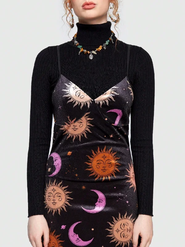 Astrologers Sun & Moon Print Cami Dress