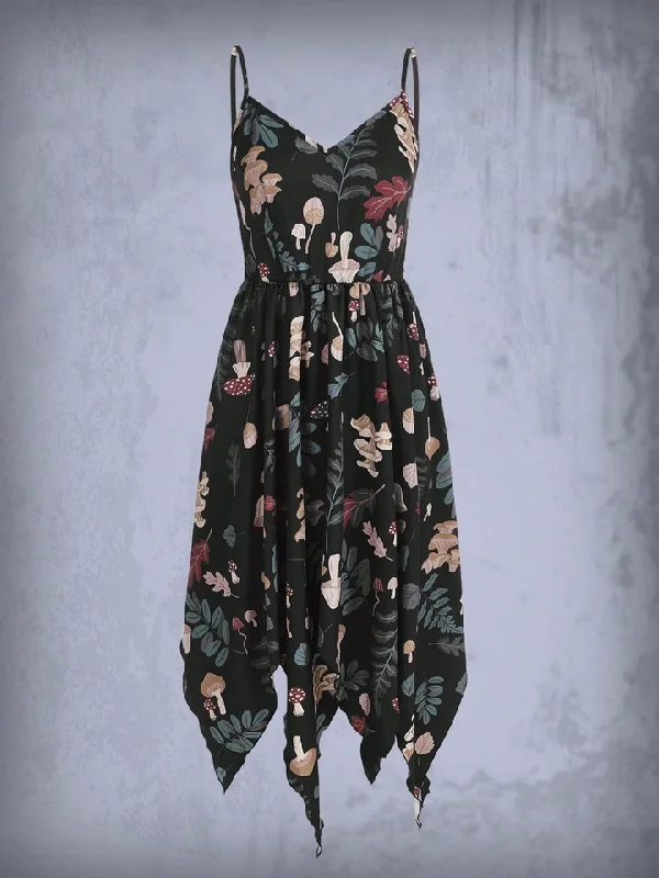 MAGICK MUSHROOM PRINT HANKY HEM CAMI DRESS PLUS