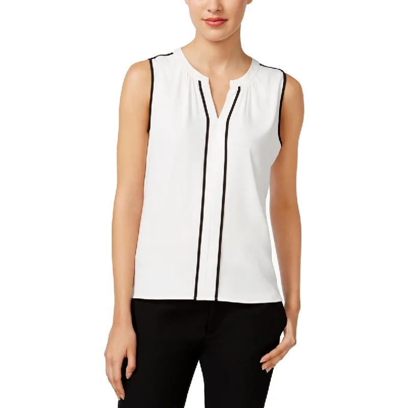 Calvin Klein Womens Split Neck Suit Separate Blouse Smart Business Blouse