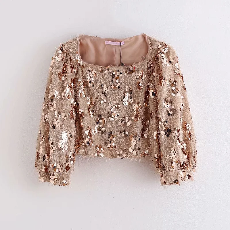 women high street sequins embroidery casual short blouses ladies patchwork chic lantern sleeve shirt tassel blusas tops LS4241 Chic Square Blouse women high street sequins embroidery casual short blouses ladies patchwork chic lantern sleeve shirt tassel blusas tops LS4241 Chic Square Blouse