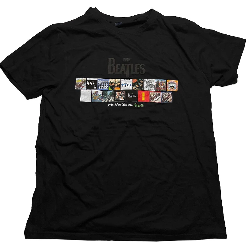 The Beatles | Official Band T-Shirt | Albums on Apple (Puff Print) Print Jacquard Patchwork The Beatles | Official Band T-Shirt | Albums on Apple (Puff Print) Print Jacquard Patchwork