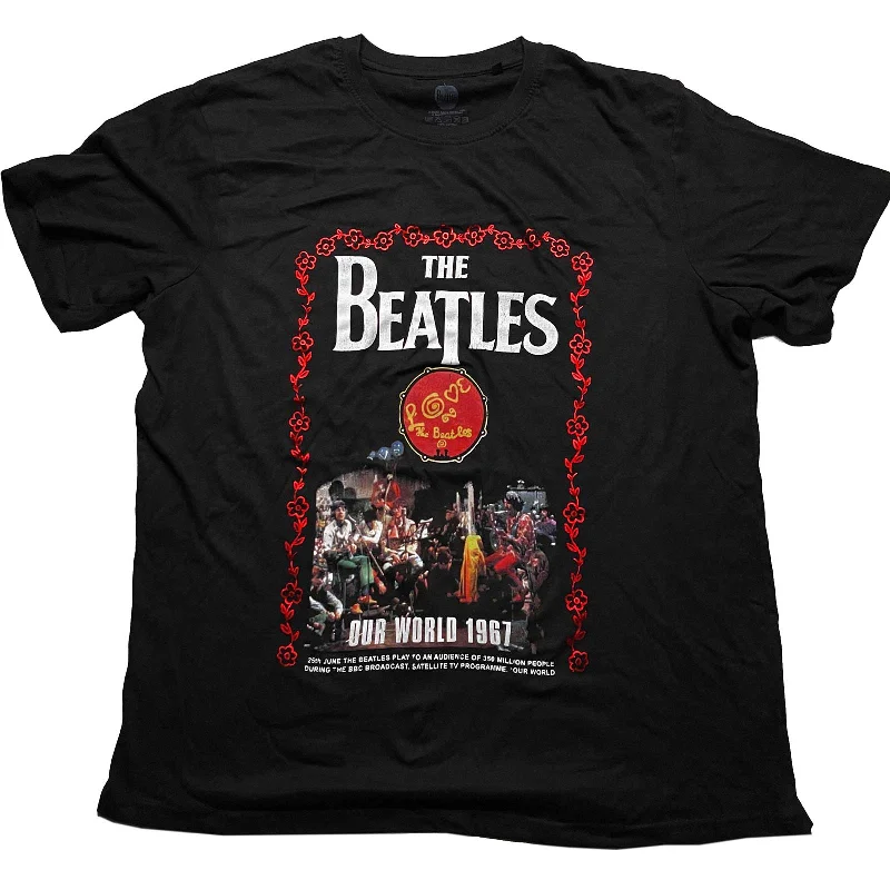The Beatles | Official Band T-Shirt | Our World 1967 Mesh Blend Leather Blend Suede Blend The Beatles | Official Band T-Shirt | Our World 1967 Mesh Blend Leather Blend Suede Blend