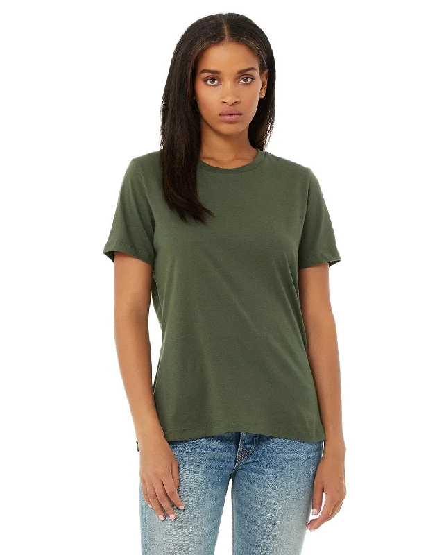 Bella+Canvas Ladies Relaxed Short Sleeve Jersey T-Shirt | Military Green Real Fur Shearling Chenille Bella+Canvas Ladies Relaxed Short Sleeve Jersey T-Shirt | Military Green Real Fur Shearling Chenille
