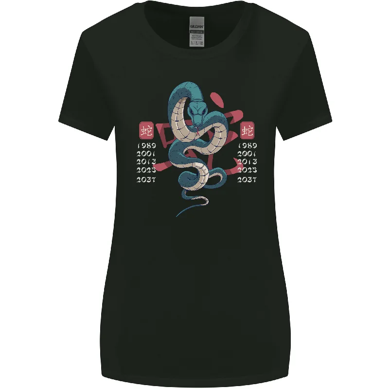 Chinese Zodiac Shengxiao Year of the Snake Womens Wider Cut T-Shirt Print Jacquard Patchwork Chinese Zodiac Shengxiao Year of the Snake Womens Wider Cut T-Shirt Print Jacquard Patchwork