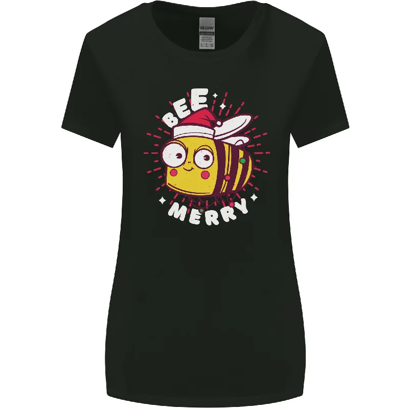 Christmas Bee Merry Funny Novelty Womens Wider Cut T-Shirt Cashmere Blend Cotton Blend Poly Blend Christmas Bee Merry Funny Novelty Womens Wider Cut T-Shirt Cashmere Blend Cotton Blend Poly Blend