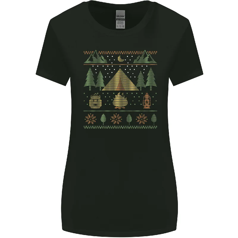 Christmas Camping Xmas Tent Funny Womens Wider Cut T-Shirt Collared Crew Neck Turtle Neck Christmas Camping Xmas Tent Funny Womens Wider Cut T-Shirt Collared Crew Neck Turtle Neck