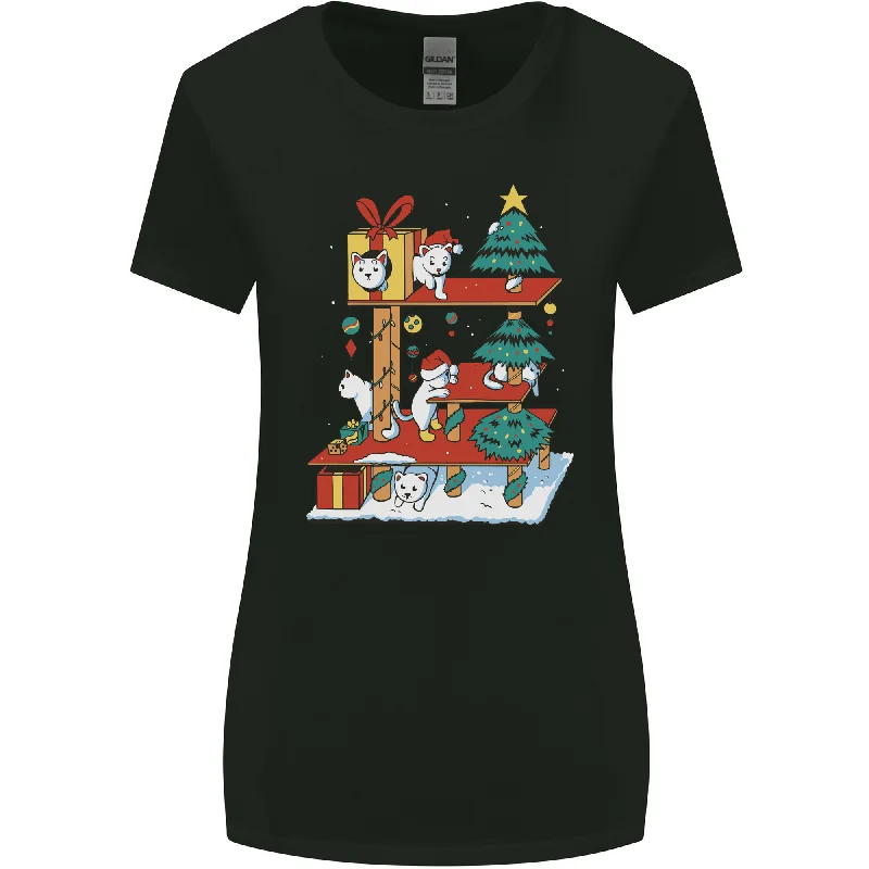Christmas Cat House Funny Winter Xmas Womens Wider Cut T-Shirt Anti-Pilling Machine Wash Handmade Christmas Cat House Funny Winter Xmas Womens Wider Cut T-Shirt Anti-Pilling Machine Wash Handmade