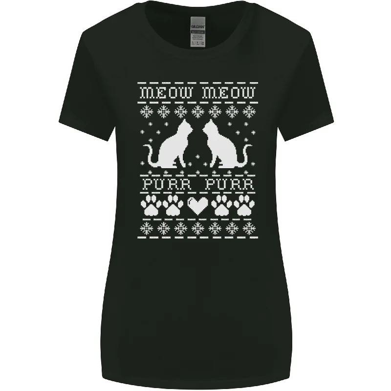 Christmas Cat Meow Purr Funny Xmas Womens Wider Cut T-Shirt Terry Blend Velvet Blend Canvas Blend Christmas Cat Meow Purr Funny Xmas Womens Wider Cut T-Shirt Terry Blend Velvet Blend Canvas Blend
