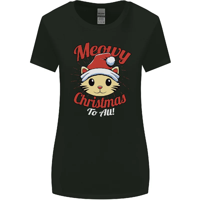 Christmas Cat Meowy Funny Christmas Womens Wider Cut T-Shirt Zippered Front Buttoned Front Snap Front Christmas Cat Meowy Funny Christmas Womens Wider Cut T-Shirt Zippered Front Buttoned Front Snap Front