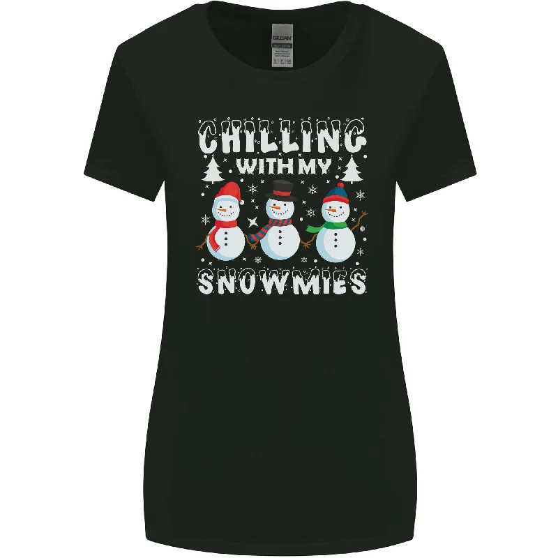 Christmas Chilling With My Snowmies Funny Womens Wider Cut T-Shirt Houndstooth Herringbone Solid Christmas Chilling With My Snowmies Funny Womens Wider Cut T-Shirt Houndstooth Herringbone Solid