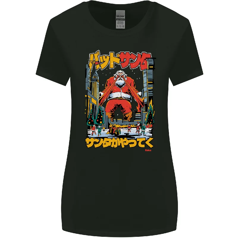 Christmas Destructive Santa Japan Anime Xmas Womens Wider Cut T-Shirt Notch Collar Peter Pan Collar Cowl Neck Christmas Destructive Santa Japan Anime Xmas Womens Wider Cut T-Shirt Notch Collar Peter Pan Collar Cowl Neck