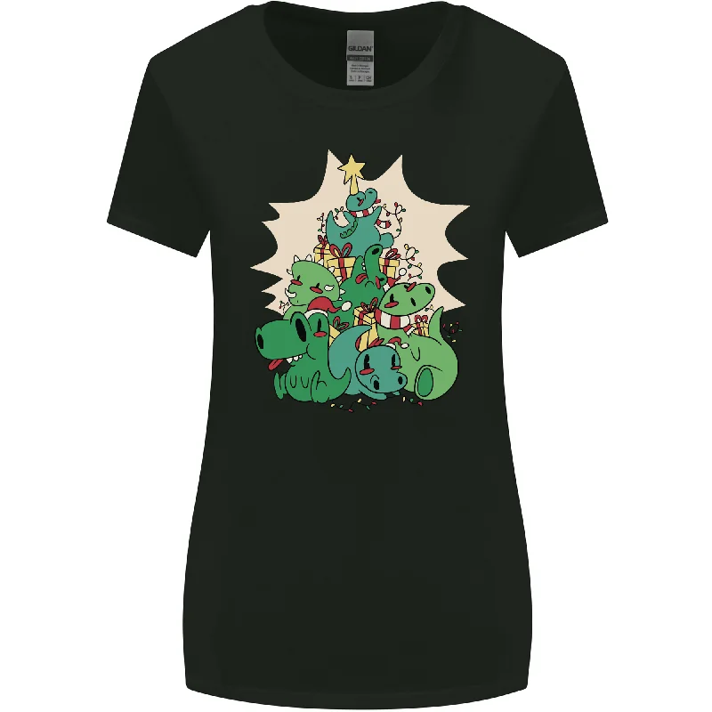 Christmas Dinosaur Xmas Tree T-Rex Funny Womens Wider Cut T-Shirt Casual Formal Business Christmas Dinosaur Xmas Tree T-Rex Funny Womens Wider Cut T-Shirt Casual Formal Business