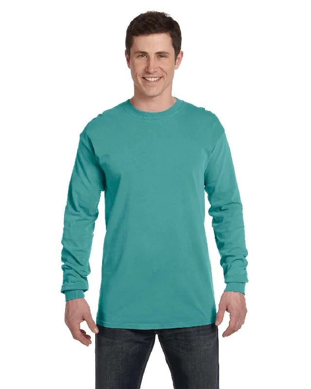 Comfort Colors Garment-Dyed Long Sleeve T-Shirt | Seafoam Collared Crew Neck Turtle Neck Comfort Colors Garment-Dyed Long Sleeve T-Shirt | Seafoam Collared Crew Neck Turtle Neck