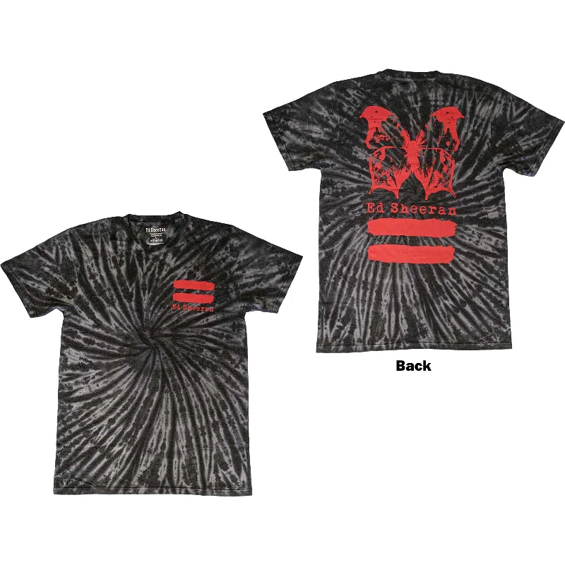 Ed Sheeran | Official Band T-Shirt | Red Equals Butterfly (Back Print & Wash Collection) Ribbed Striped Patterned Ed Sheeran | Official Band T-Shirt | Red Equals Butterfly (Back Print & Wash Collection) Ribbed Striped Patterned