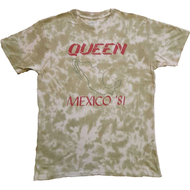 Queen | Official Band T-Shirt | Mexico '81 (Wash Collection) Notch Collar Peter Pan Collar Cowl Neck Queen | Official Band T-Shirt | Mexico '81 (Wash Collection) Notch Collar Peter Pan Collar Cowl Neck