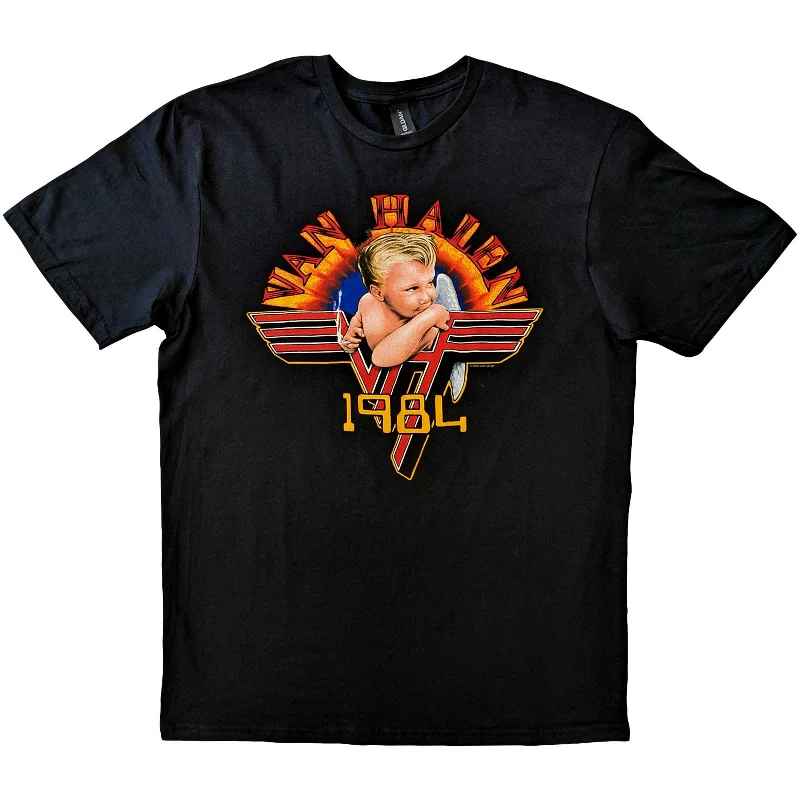 Van Halen | Official Band T-Shirt | Cherub '84 Denim Fabric Leather Fabric Suede Fabric Van Halen | Official Band T-Shirt | Cherub '84 Denim Fabric Leather Fabric Suede Fabric