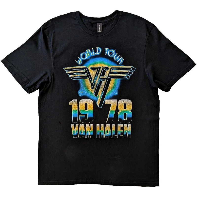 Van Halen | Official Band T-Shirt | World Tour '78 Welt Pockets Slit Pockets Flap Pockets Van Halen | Official Band T-Shirt | World Tour '78 Welt Pockets Slit Pockets Flap Pockets