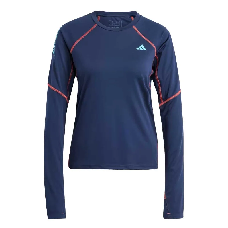 adidas - Women's Adizero Running LS T-Shirt (IK6548) Beaded Sequined Faux Fur