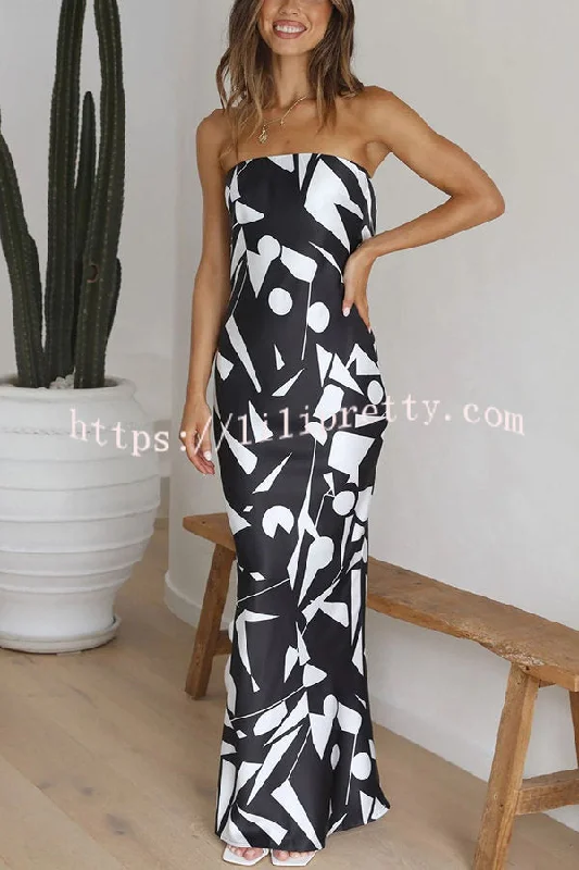 Lilipretty Cassy Satin Geometric Print Off Shoulder Maxi Dress Cozy Ruffle Sleeve Maxi Dress Lilipretty Cassy Satin Geometric Print Off Shoulder Maxi Dress Cozy Ruffle Sleeve Maxi Dress