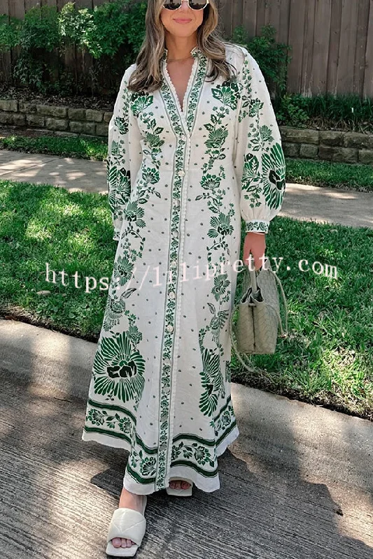 Forest Soul Unique Print Button Down Long Sleeve Shirt Maxi Dress Elegant Maxi Dress with Belt Forest Soul Unique Print Button Down Long Sleeve Shirt Maxi Dress Elegant Maxi Dress with Belt