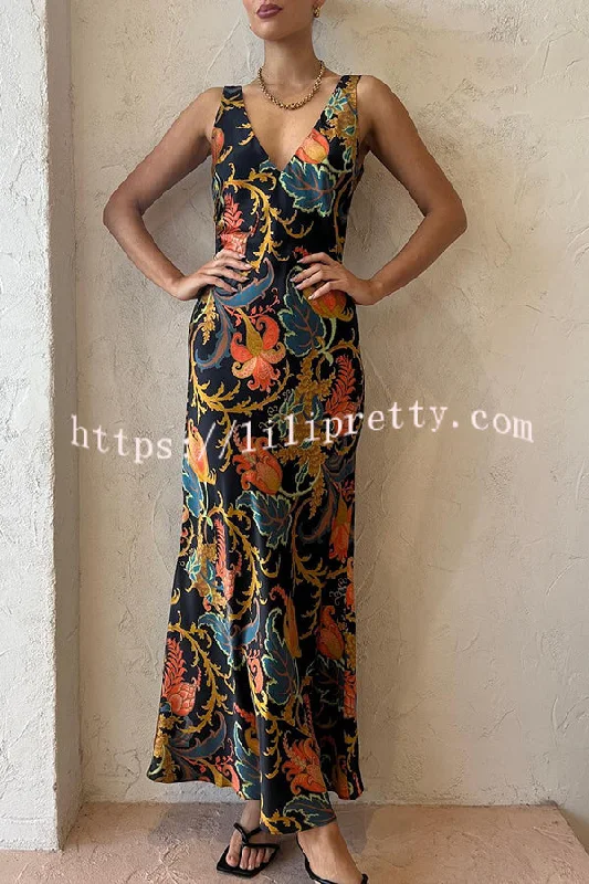 Lilipretty Forever Mine Satin Exclusive Botanical Print Slip Maxi Dress Fashionable High-Waist Maxi Dress Lilipretty Forever Mine Satin Exclusive Botanical Print Slip Maxi Dress Fashionable High-Waist Maxi Dress