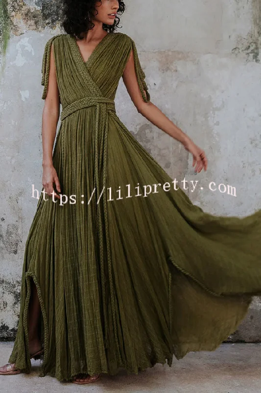 Resort Style Draped Braids Shoulder Backless Cover-up Loose Maxi Dress Stylish Maxi Dress with Frills Resort Style Draped Braids Shoulder Backless Cover-up Loose Maxi Dress Stylish Maxi Dress with Frills