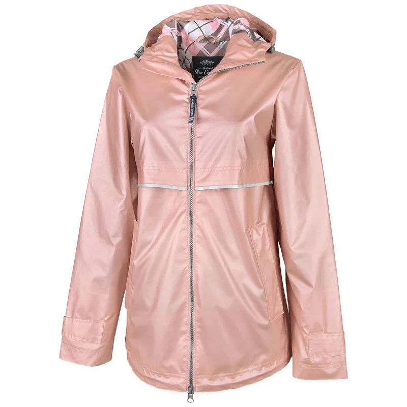 Charles River Women's Rose Gold/Plaid New Englander Rain Jacket with Print Lining Front Pockets Side Pockets Patch Pockets Charles River Women's Rose Gold/Plaid New Englander Rain Jacket with Print Lining Front Pockets Side Pockets Patch Pockets