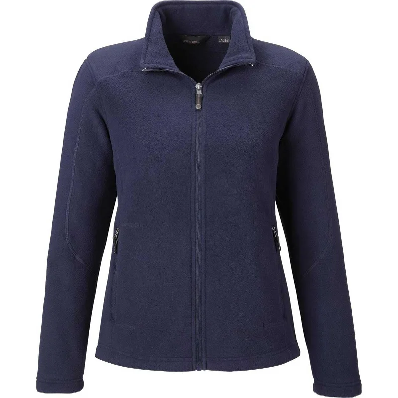 North End Women's Classic Navy Voyage Fleece Jacket Denim Fabric Leather Fabric Suede Fabric North End Women's Classic Navy Voyage Fleece Jacket Denim Fabric Leather Fabric Suede Fabric