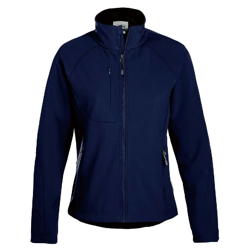 Landway Women's Navy Matrix Soft Shell Jacket Zippered Front Buttoned Front Snap Front Landway Women's Navy Matrix Soft Shell Jacket Zippered Front Buttoned Front Snap Front