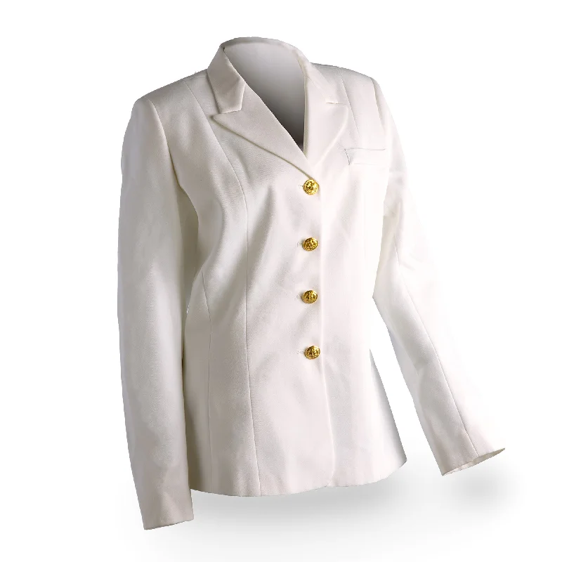 AS-IS NAVY Women's Service Dress White Jacket - Gold Buttons Tailored Jacket Straight Jacket A-Line Jacket AS-IS NAVY Women's Service Dress White Jacket - Gold Buttons Tailored Jacket Straight Jacket A-Line Jacket