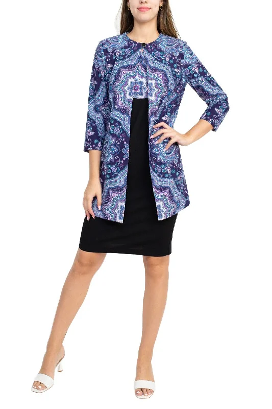 Danny & Nicole Scoop Neck Sleeveless Zipper Back Multi Print Crepe Dress with Matching Jacket Satin Jacket Silk Jacket Chiffon Jacket Danny & Nicole Scoop Neck Sleeveless Zipper Back Multi Print Crepe Dress with Matching Jacket Satin Jacket Silk Jacket Chiffon Jacket