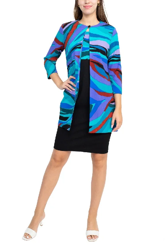 Danny & Nicole Scoop Neck Sleeveless Zipper Back Multi Print Dress With Matching Jacket Jacket Blazer Coat Danny & Nicole Scoop Neck Sleeveless Zipper Back Multi Print Dress With Matching Jacket Jacket Blazer Coat