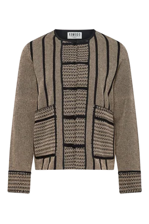 Nora Hand Loomed Cotton Patchwork Jacket Beige Hoodie Zip-Up Jacket Button-Up Jacket Nora Hand Loomed Cotton Patchwork Jacket Beige Hoodie Zip-Up Jacket Button-Up Jacket