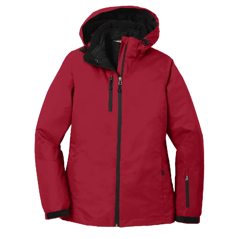 Port Authority Women's Rich Red/Black Vortex Waterproof 3-in-1 Jacket Insulated Jacket Fitted Jacket Loose Jacket Port Authority Women's Rich Red/Black Vortex Waterproof 3-in-1 Jacket Insulated Jacket Fitted Jacket Loose Jacket