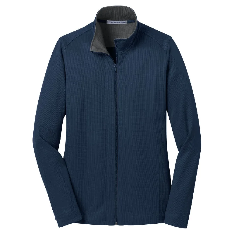 Port Authority Women's Regatta Blue/Iron Grey Vertical Texture Full-Zip Jacket Lace Jacket Ribbed Jacket Sequined Jacket Port Authority Women's Regatta Blue/Iron Grey Vertical Texture Full-Zip Jacket Lace Jacket Ribbed Jacket Sequined Jacket
