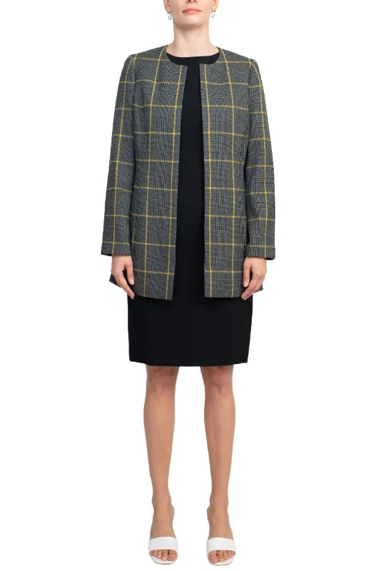 Le Suit Boat Neck Sleeveless Zipper Back Crepe Dress with Crew Neck Long Sleeve Large Windowpane Pattern Jacket (Two Piece Set) Tailored Jacket Straight Jacket A-Line Jacket Le Suit Boat Neck Sleeveless Zipper Back Crepe Dress with Crew Neck Long Sleeve Large Windowpane Pattern Jacket (Two Piece Set) Tailored Jacket Straight Jacket A-Line Jacket