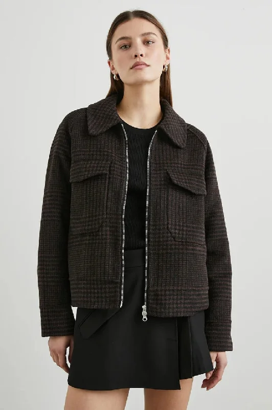 Rails Cheyenne Jacket in Espresso Houndstooth Satin Jacket Silk Jacket Chiffon Jacket Rails Cheyenne Jacket in Espresso Houndstooth Satin Jacket Silk Jacket Chiffon Jacket