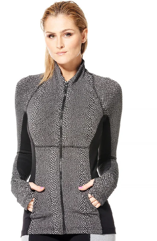 Reptile Print Zip Jacket Tailored Jacket Straight Jacket A-Line Jacket