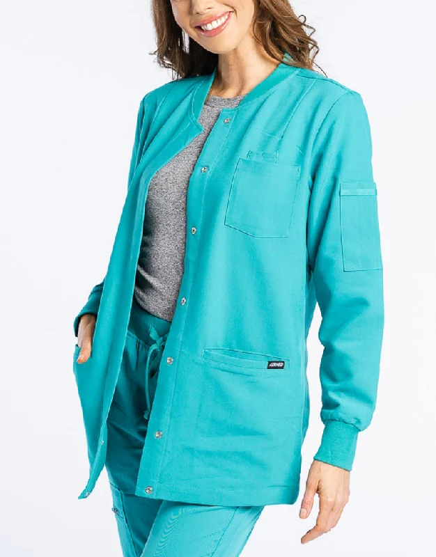 Scrub Jacket Button Up - Sydney Teal Print Jacket Jacquard Jacket Embroidered Jacket Scrub Jacket Button Up - Sydney Teal Print Jacket Jacquard Jacket Embroidered Jacket