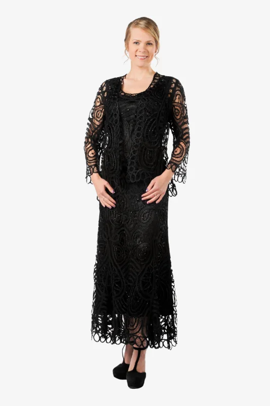 Soulmates D7052 Hand Crocheted Lace Evening Mother of Groom Dress with Jacket Set Wool Jacket Cashmere Jacket Tweed Jacket Soulmates D7052 Hand Crocheted Lace Evening Mother of Groom Dress with Jacket Set Wool Jacket Cashmere Jacket Tweed Jacket