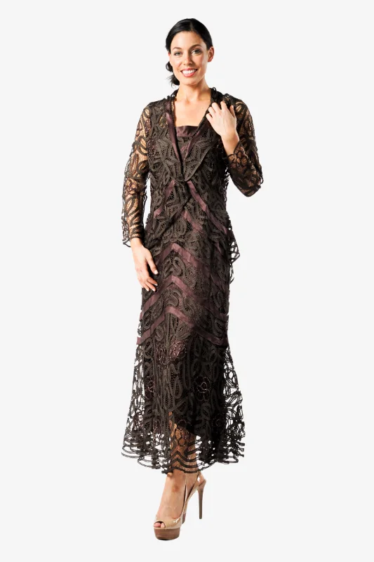 Soulmates D7069 Hand Crocheted Beaded Split Dress with Jacket Set Hoodie Zip-Up Jacket Button-Up Jacket Soulmates D7069 Hand Crocheted Beaded Split Dress with Jacket Set Hoodie Zip-Up Jacket Button-Up Jacket
