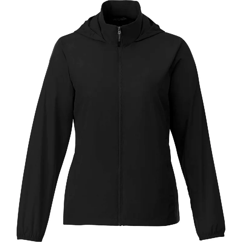 Elevate Women's Black Toba Packable Jacket Snapped Jacket Toggled Jacket Drawstring Jacket Elevate Women's Black Toba Packable Jacket Snapped Jacket Toggled Jacket Drawstring Jacket