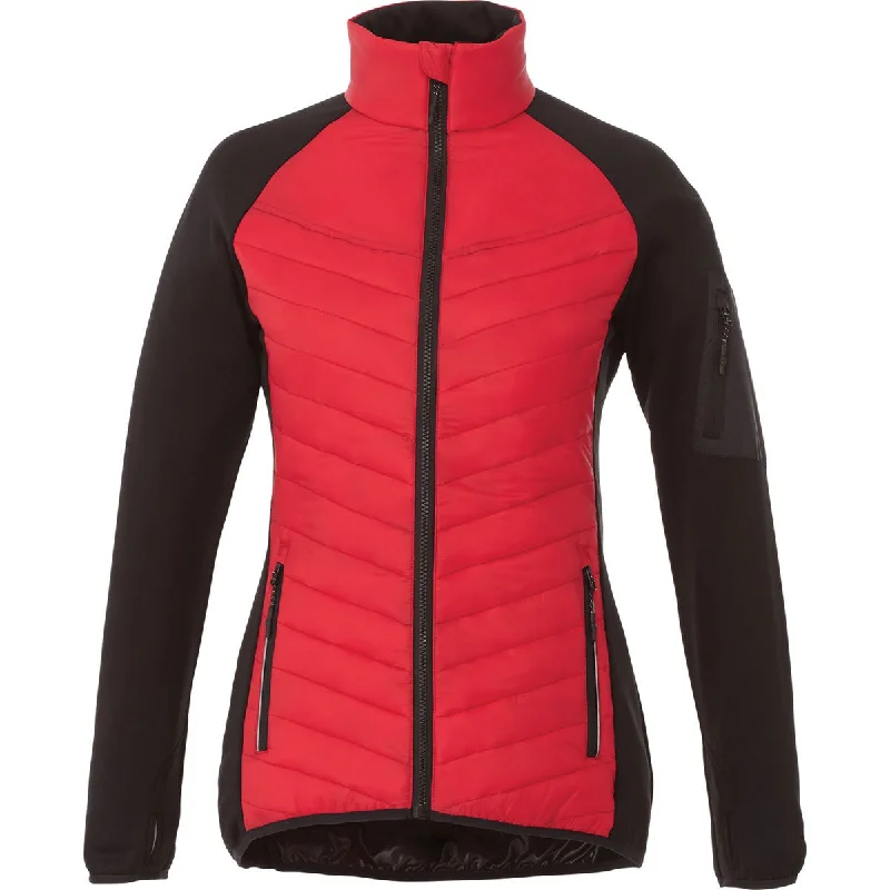Elevate Women's Team Red/Black Banff Hybrid Insulated Jacket Zip Front Button Front Snap Front Elevate Women's Team Red/Black Banff Hybrid Insulated Jacket Zip Front Button Front Snap Front
