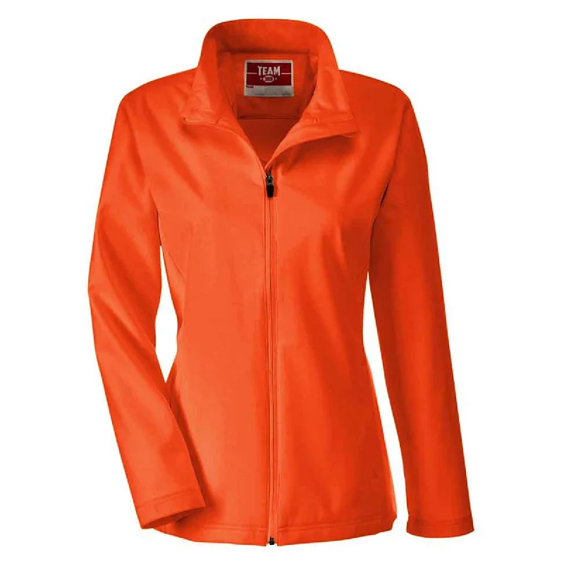 Team 365 Women's Sport Orange Leader Soft Shell Jacket Zippered Front Buttoned Front Snap Front Team 365 Women's Sport Orange Leader Soft Shell Jacket Zippered Front Buttoned Front Snap Front