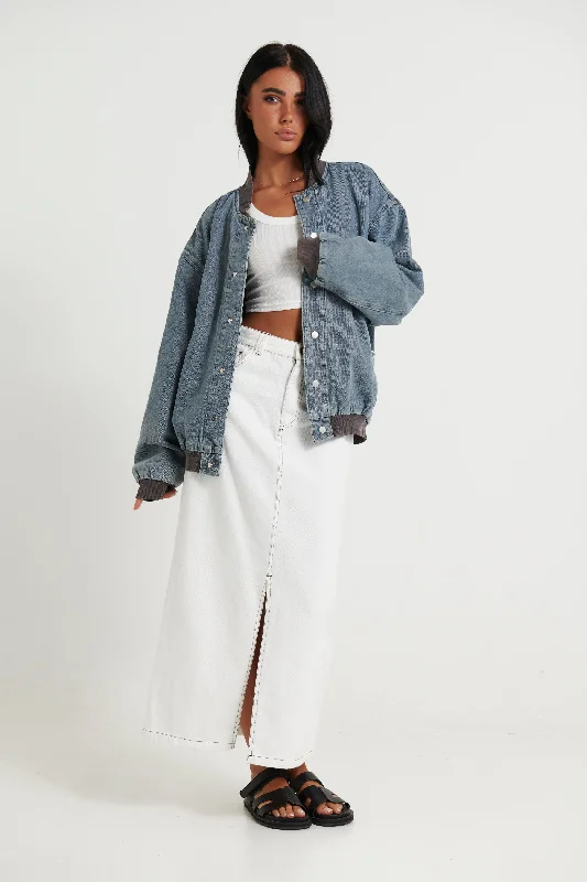 Unisex Vintage Bomber Denim Jacket Blue Stand-Up Collar Roll-Neck Collar Turtle Neck Unisex Vintage Bomber Denim Jacket Blue Stand-Up Collar Roll-Neck Collar Turtle Neck