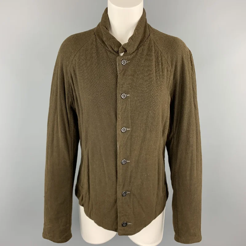 VOLGA VOLGA Size S Olive & Gray Textured Wool / Cotton Jersey Jacket Striped Jacket Polka Dot Jacket Floral Jacket VOLGA VOLGA Size S Olive & Gray Textured Wool / Cotton Jersey Jacket Striped Jacket Polka Dot Jacket Floral Jacket