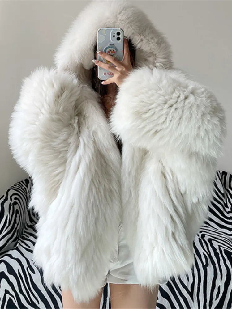Women's Coat New In Fashion Hooded Solid Color Jacket Elegant Tops Temperament Style Winter Commuting Streetwear Fur Coat Women Zip Front Button Front Snap Front Women's Coat New In Fashion Hooded Solid Color Jacket Elegant Tops Temperament Style Winter Commuting Streetwear Fur Coat Women Zip Front Button Front Snap Front