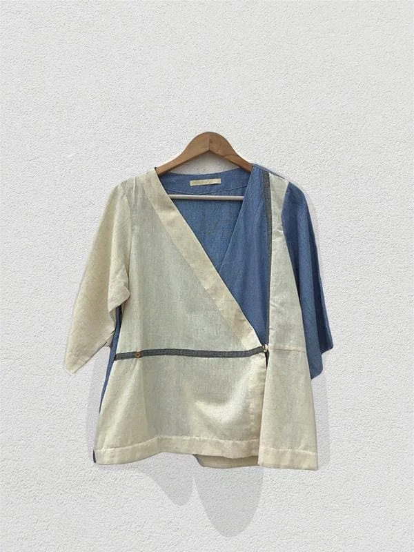 Wrap Jacket Grey Welt Pockets Slit Pockets Flap Pockets