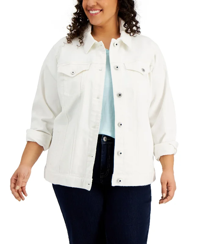 Style & Co Plus Size Denim Trucker Jacket Satin Jacket Silk Jacket Chiffon Jacket